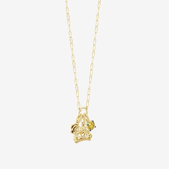 Enchanted Disney Fine Jewelry Belle (I / I2) Womens Diamond Accent Genuine Yellow Citrine 14K Gold Over Silver 18 Inch Pendant Necklace