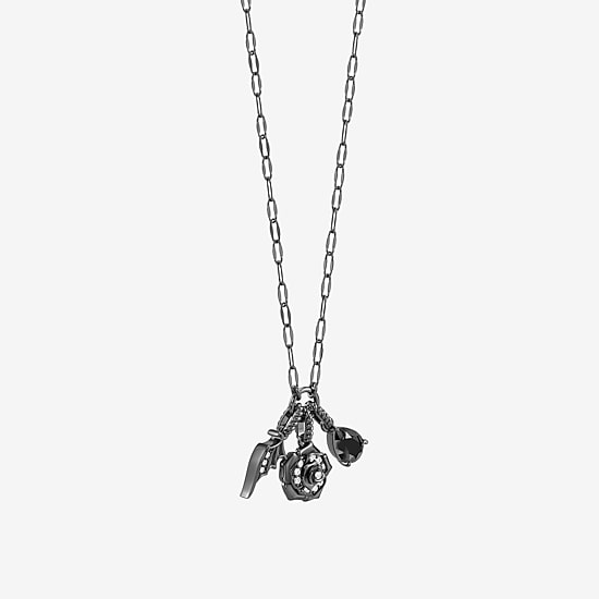 Enchanted Disney Fine Jewelry Maleficent (I / I2) Womens 1/10 CT. T.W. Genuine Black Onyx Sterling Silver 18 Inch Pendant Necklace