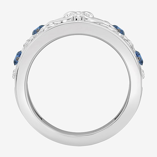 Enchanted Disney Fine Jewelry Cinderella (I / I2) Womens 1/10 CT. T.W. Genuine Blue Topaz Sterling Silver Cinderella Princess Band