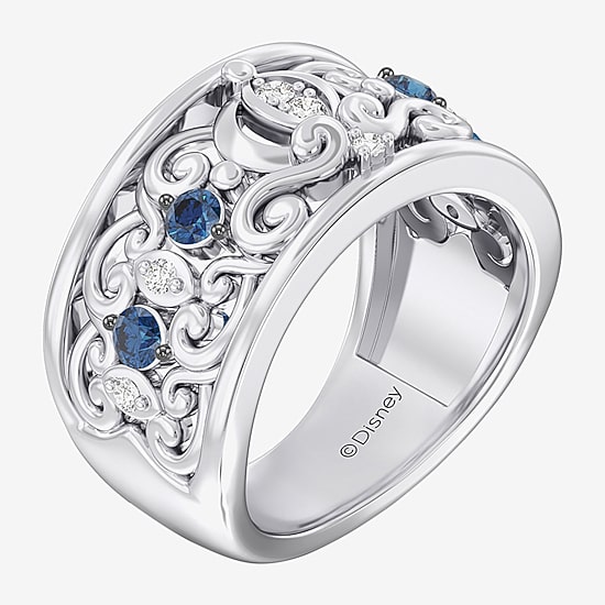 Enchanted Disney Fine Jewelry Cinderella (I / I2) Womens 1/10 CT. T.W. Genuine Blue Topaz Sterling Silver Cinderella Princess Band