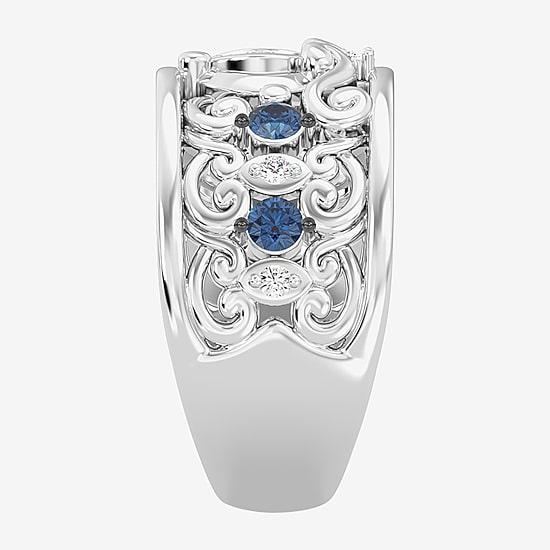 Enchanted Disney Fine Jewelry Cinderella (I / I2) Womens 1/10 CT. T.W. Genuine Blue Topaz Sterling Silver Cinderella Princess Band