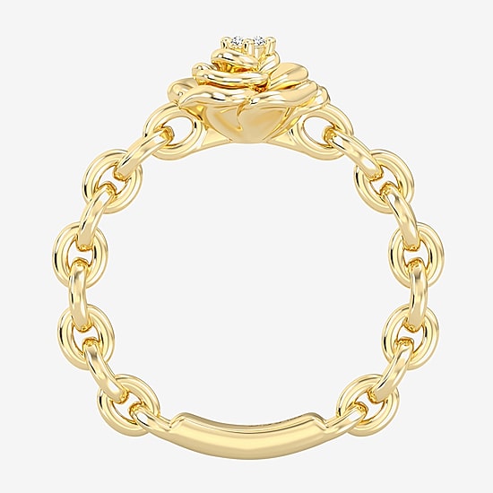 Enchanted Disney Fine Jewelry Belle (I / I2) Womens Diamond Accent Lab Grown White Diamond Accent 14K Gold Over Silver Belle Princess Cocktail Ring
