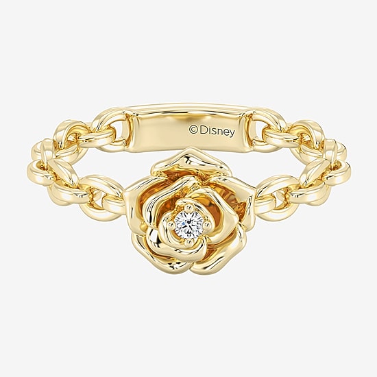 Enchanted Disney Fine Jewelry Belle (I / I2) Womens Diamond Accent Lab Grown White Diamond Accent 14K Gold Over Silver Belle Princess Cocktail Ring