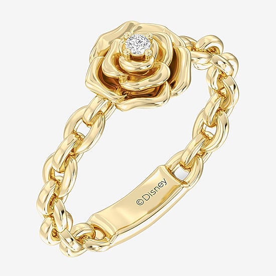 Enchanted Disney Fine Jewelry Belle (I / I2) Womens Diamond Accent Lab Grown White Diamond Accent 14K Gold Over Silver Belle Princess Cocktail Ring