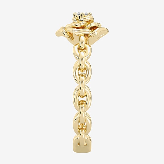 Enchanted Disney Fine Jewelry Belle (I / I2) Womens Diamond Accent Lab Grown White Diamond Accent 14K Gold Over Silver Belle Princess Cocktail Ring