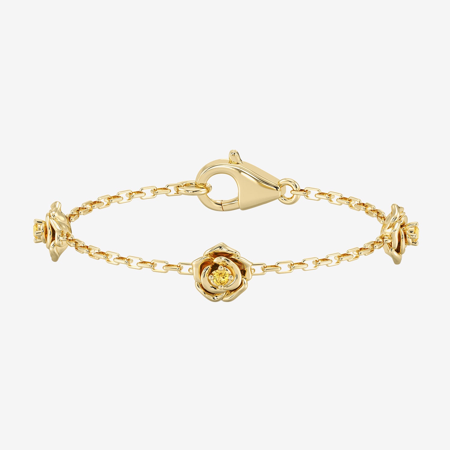 Enchanted Disney Fine Jewelry Belle Womens 14K Gold Over Silver 7 Inch Herringbone Beauty and the Beast Belle Princess Chain Bracelet