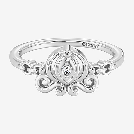 Enchanted Disney Fine Jewelry Cinderella (I / I2) Womens Diamond Accent Lab Grown White Diamond Accent Sterling Silver Cinderella Princess Cocktail Ring