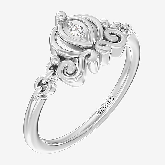 Enchanted Disney Fine Jewelry Cinderella (I / I2) Womens Diamond Accent Lab Grown White Diamond Accent Sterling Silver Cinderella Princess Cocktail Ring