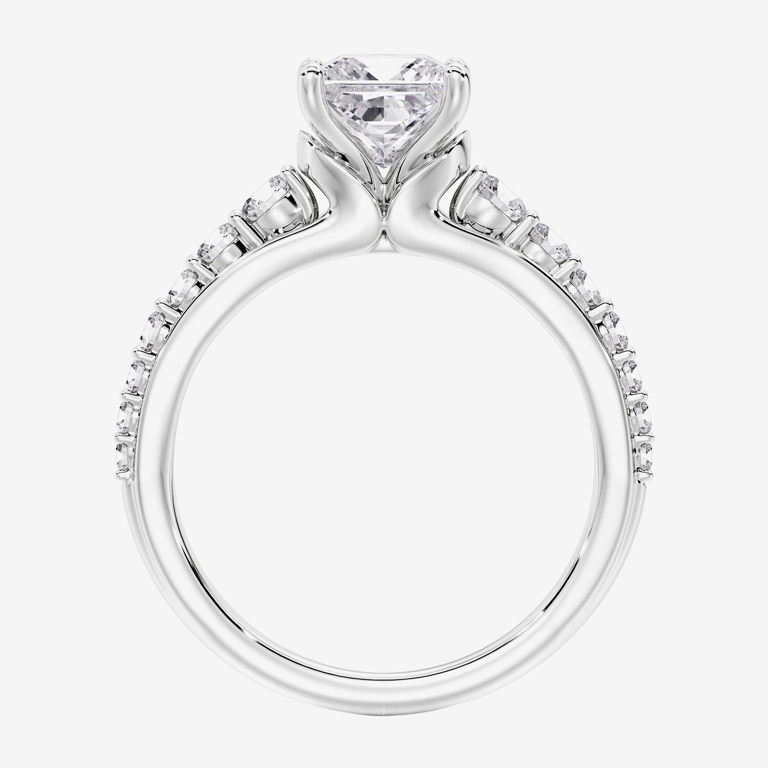 F / Vs2) Womens CT. T.W. Lab Grown White Diamond 10K Gold Side Stone Engagement Ring