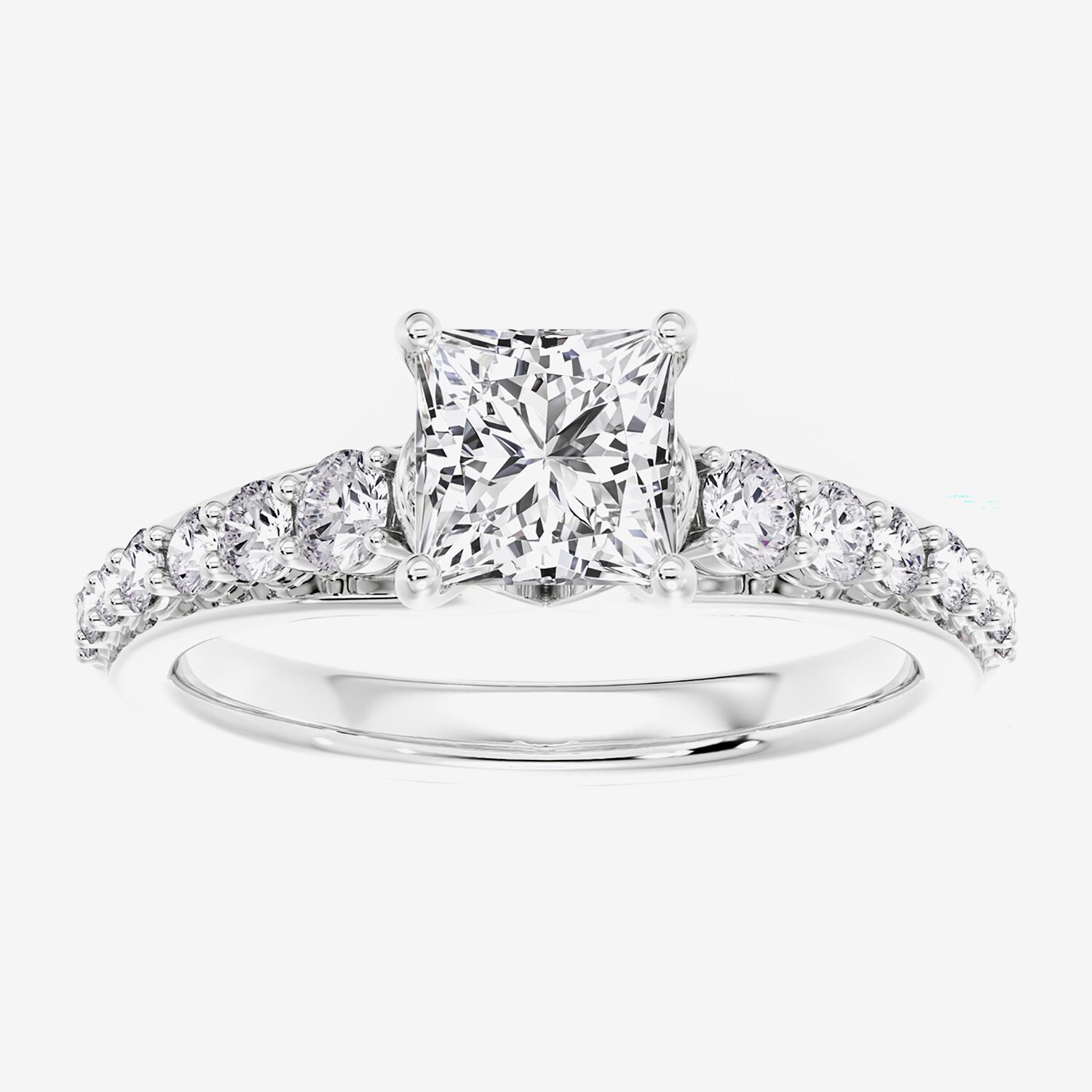 F / Vs2) Womens CT. T.W. Lab Grown White Diamond 10K Gold Side Stone Engagement Ring