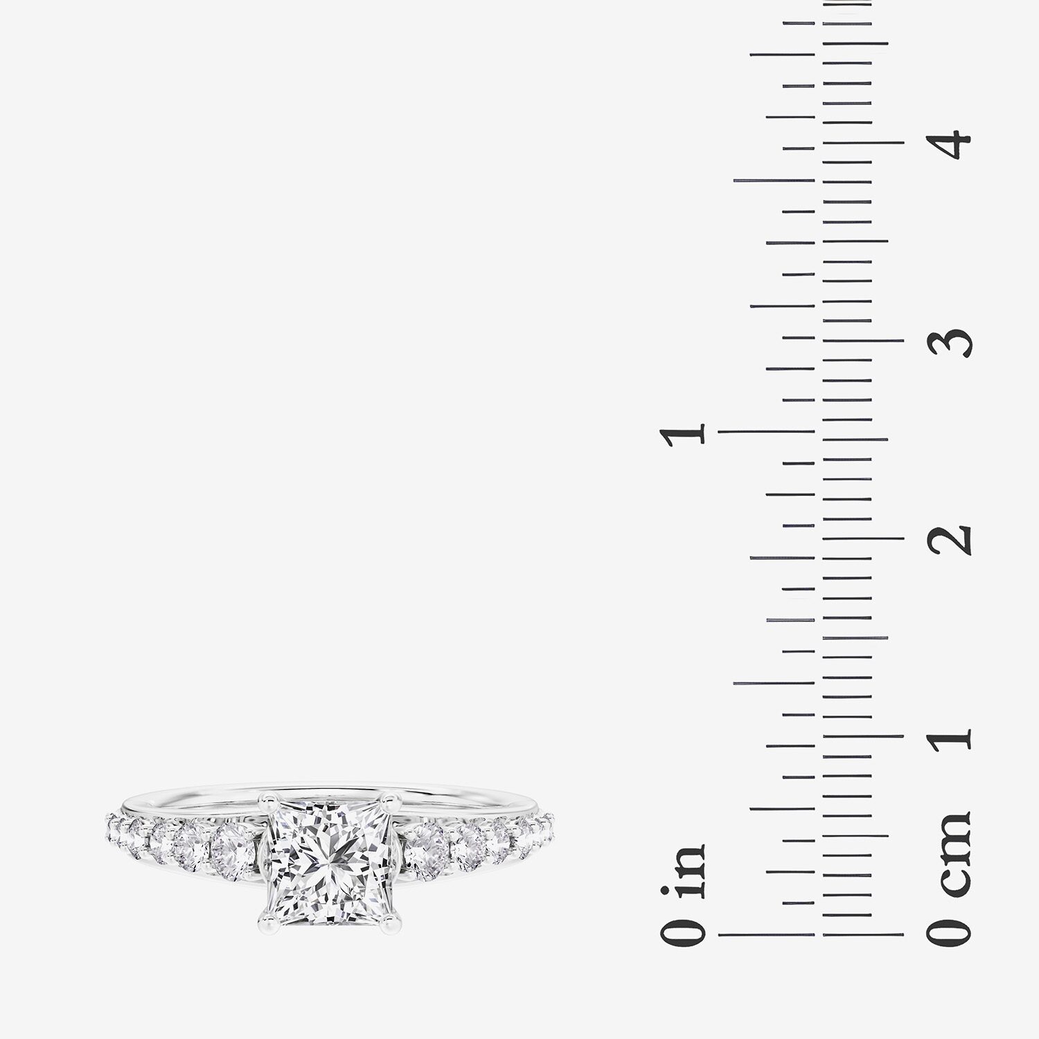 F / Vs2) Womens CT. T.W. Lab Grown White Diamond 10K Gold Side Stone Engagement Ring