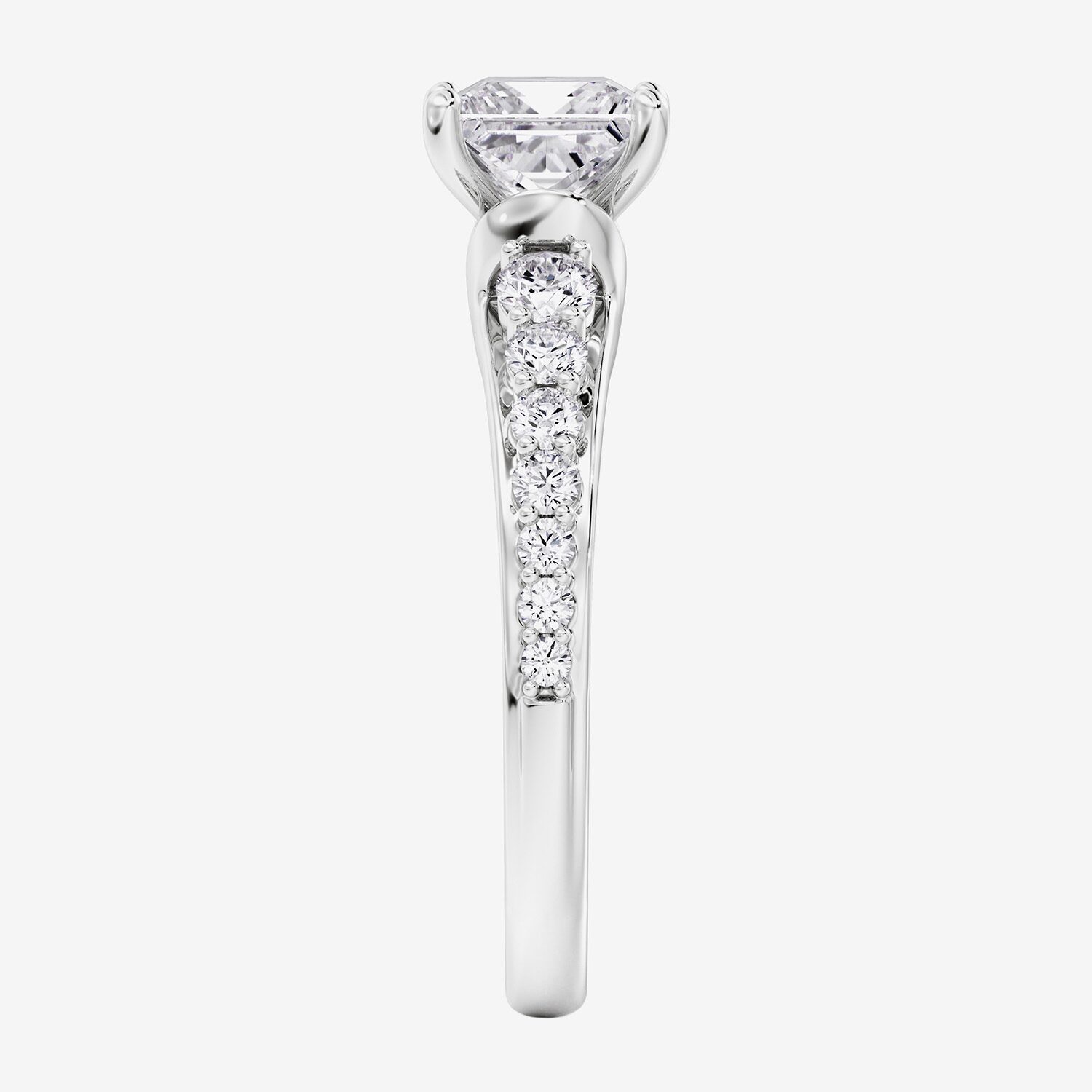 F / Vs2) Womens CT. T.W. Lab Grown White Diamond 10K Gold Side Stone Engagement Ring