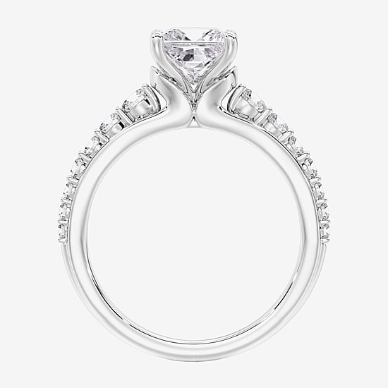 (F / Vs2) Womens 6 1/2 Ct. T.W. Lab Grown White Diamond 10K Gold Side Stone Engagement Ring