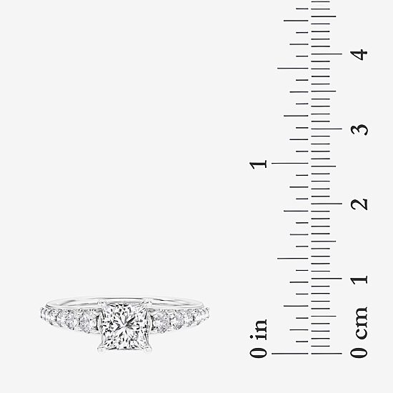 (F / Vs2) Womens 6 1/2 Ct. T.W. Lab Grown White Diamond 10K Gold Side Stone Engagement Ring