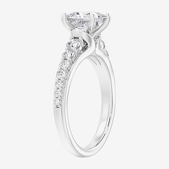 (F / Vs2) Womens 6 1/2 Ct. T.W. Lab Grown White Diamond 10K Gold Side Stone Engagement Ring