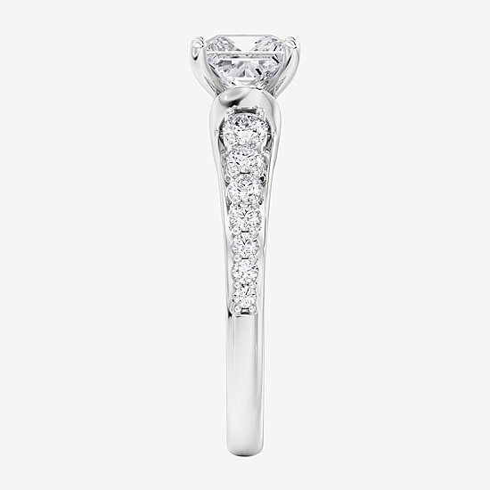 (F / Vs2) Womens 6 1/2 Ct. T.W. Lab Grown White Diamond 10K Gold Side Stone Engagement Ring