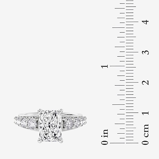 (F / Vs2) Womens 6 1/2 Ct. T.W. Lab Grown White Diamond 10K Gold Rectangular Side Stone Engagement Ring