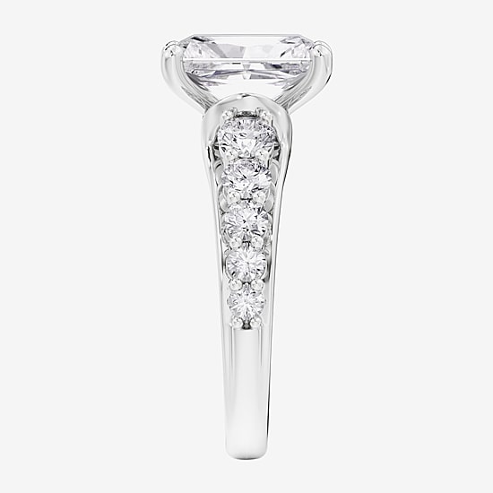 (F / Vs2) Womens 6 1/2 Ct. T.W. Lab Grown White Diamond 10K Gold Rectangular Side Stone Engagement Ring