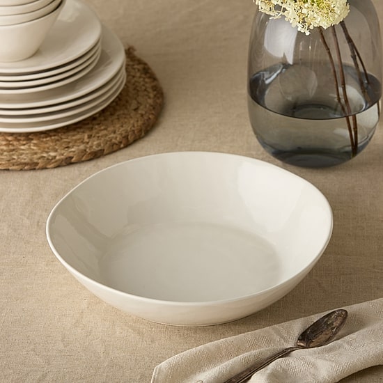 Certified International Linen Cream Stoneware Pasta Bowl