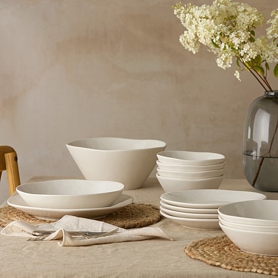 Certified International Linen Cream Stoneware Pasta Bowl