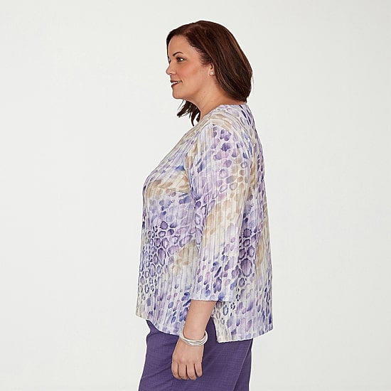 Alfred Dunner Grand Bazaar Womens Plus Crew Neck 3/4 Sleeve T-Shirt