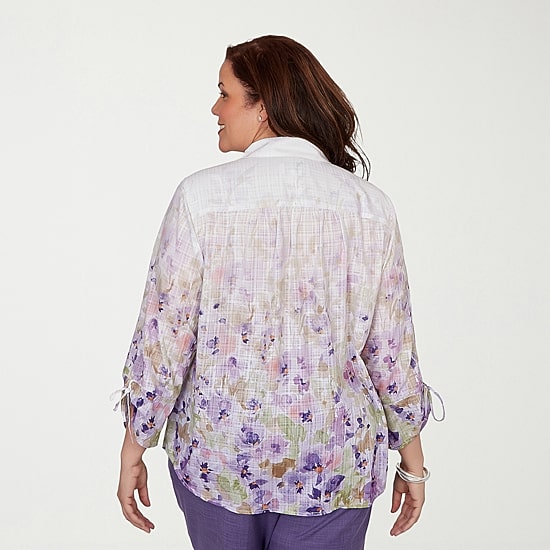 Alfred Dunner Grand Bazaar Womens Plus 3/4 Sleeve Blouse