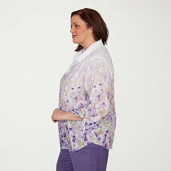 Alfred Dunner Grand Bazaar Womens Plus 3/4 Sleeve Blouse