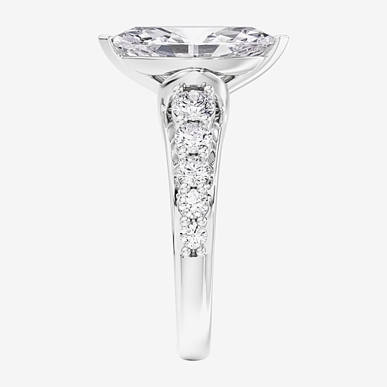 (F / Vs2) Womens 6 1/2 Ct. T.W. Lab Grown White Diamond 10K Gold Marquise Side Stone Engagement Ring