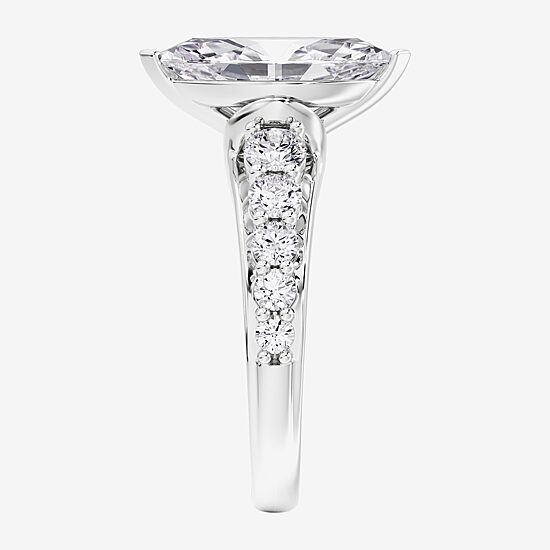 (F / Vs2) Womens 6 1/2 Ct. T.W. Lab Grown White Diamond 10K Gold Marquise Side Stone Engagement Ring