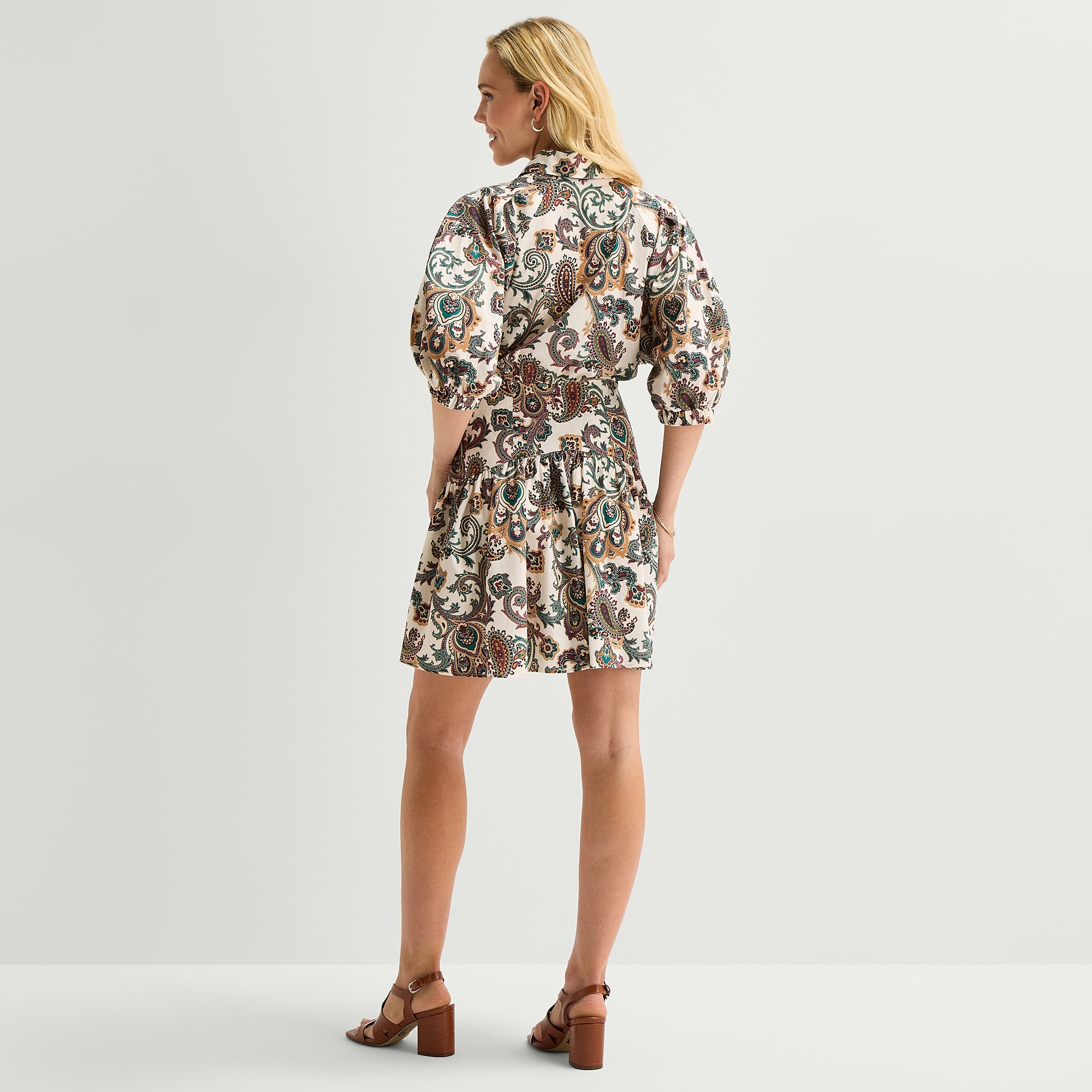 Marc New York Womens 3/4 Sleeve Floral Shirt Dress
