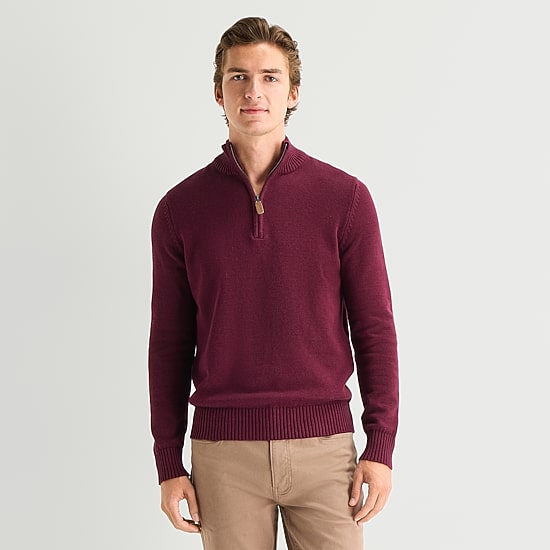 St. John's Bay Mens Mock Neck Long Sleeve Quarter-Zip Pullover Sweater