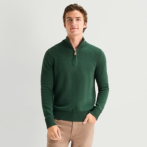 St. John's Bay Mens Mock Neck Long Sleeve Quarter-zip Pullover Sweater In Green