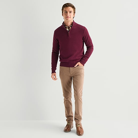 St. John's Bay Mens Mock Neck Long Sleeve Quarter-Zip Pullover Sweater