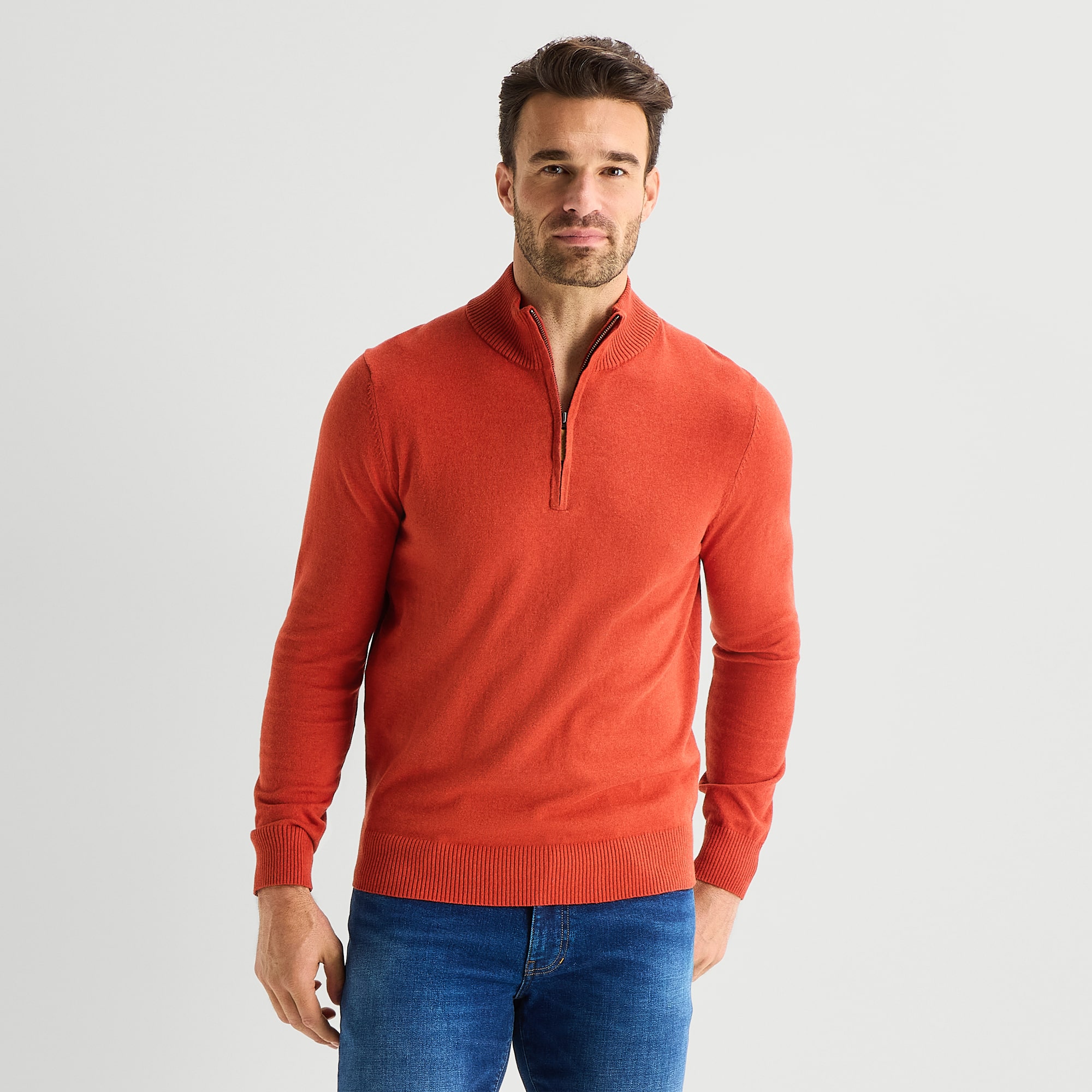 St. John's Bay Fine Gauge Mens Mock Neck Long Sleeve Quarter-Zip Pullover Sweater