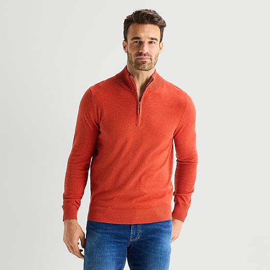 St. John's Bay Fine Gauge Mens Mock Neck Long Sleeve Quarter-Zip Pullover Sweater