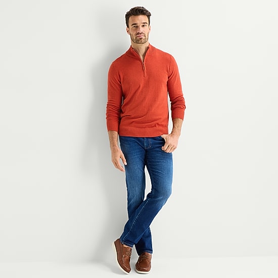 St. John's Bay Fine Gauge Mens Mock Neck Long Sleeve Quarter-Zip Pullover Sweater