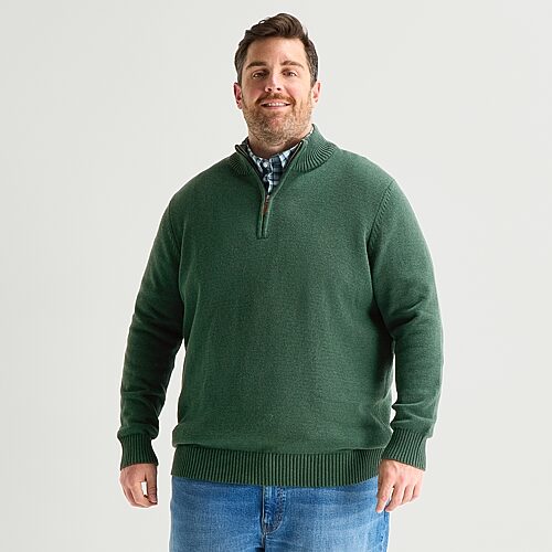 St. John's Bay Mens Mock Neck Long Sleeve Big And Tall Quarter-zip Pullover Sweater In Green