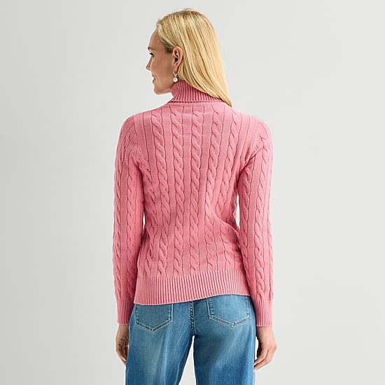 St. John's Bay Womens Turtleneck Long Sleeve Pullover Sweater