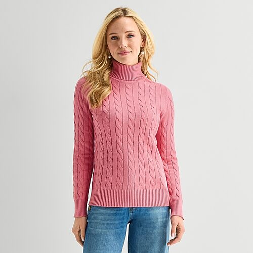 St. John's Bay Womens Turtleneck Long Sleeve Pullover Sweater In Pink