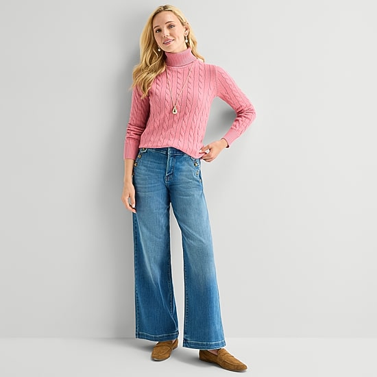 St. John's Bay Womens Turtleneck Long Sleeve Pullover Sweater