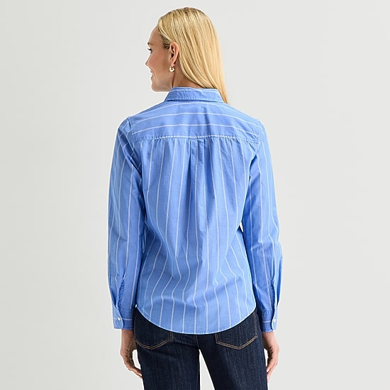 St. John's Bay Womens Cuffed Long Sleeve Regular Fit Button-Down Shirt