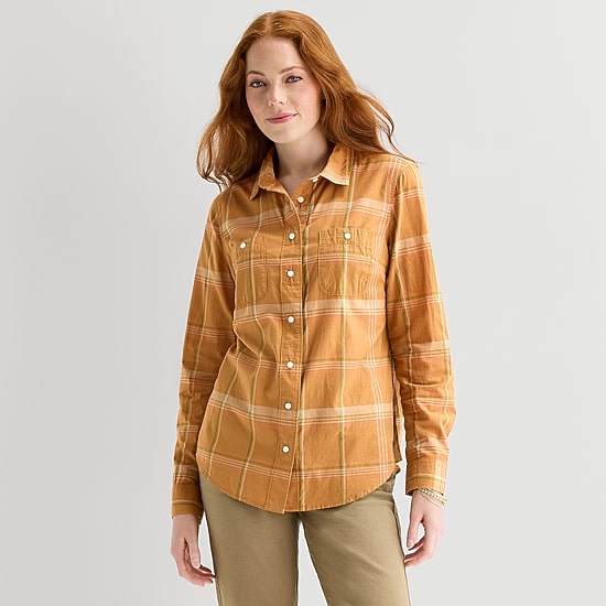 St. John's Bay Womens Easy-on + Easy-off Cuffed Long Sleeve Regular Fit Button-Down Shirt