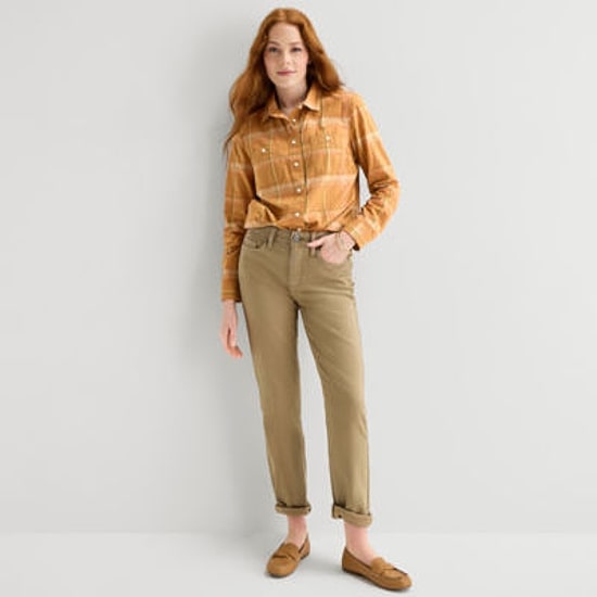 St. John's Bay Womens Easy-on + Easy-off Cuffed Long Sleeve Regular Fit Button-Down Shirt