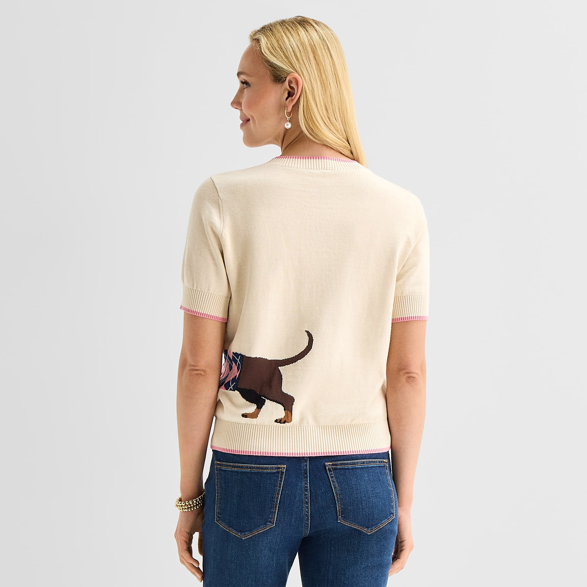St. John's Bay Womens Crew Neck Short Sleeve Pullover Sweater