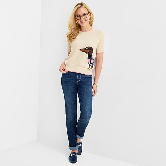 St. John's Bay Womens Crew Neck Short Sleeve Pullover Sweater