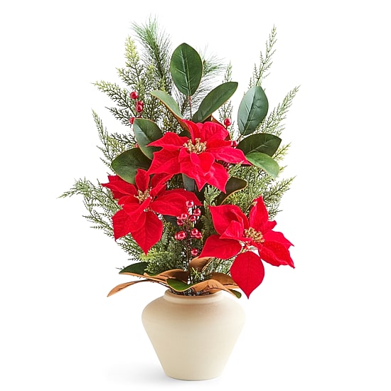 North Pole Trading Co. 30" Red Poinsettia Floral Arrangement