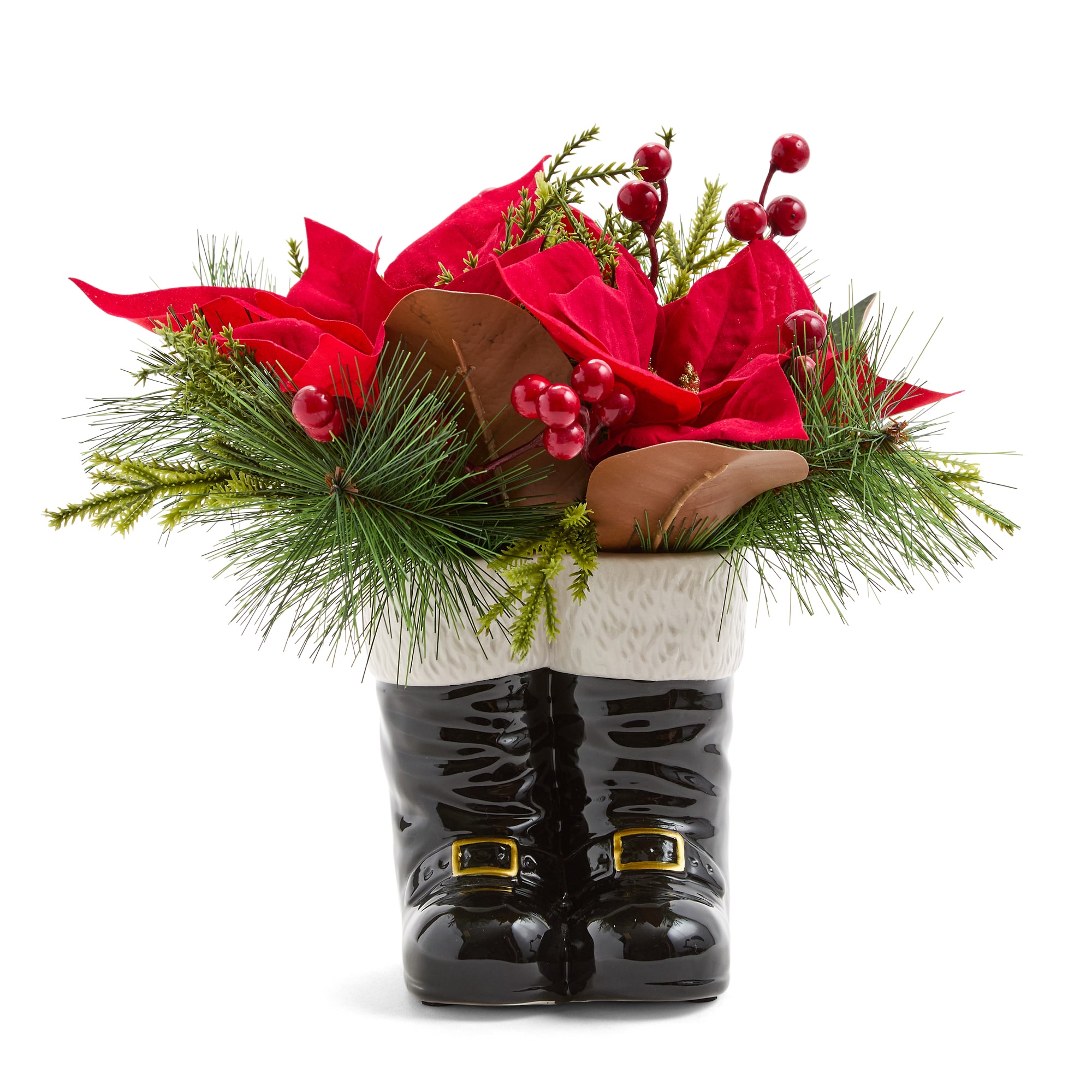 North Pole Trading Co. Santa Boot Floral Arrangement Floral Arrangement