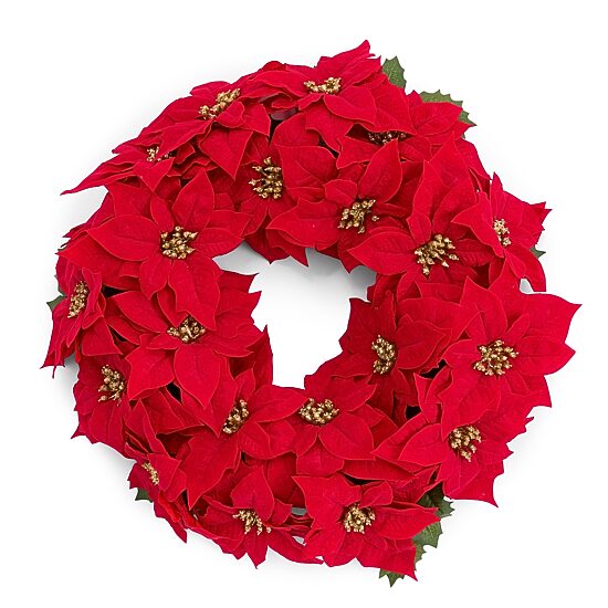 North Pole Trading Co. 24" Red Poinsettia Wreath