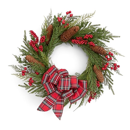 North Pole Trading Co . Berry Pinecone Wreath Wreath In Green