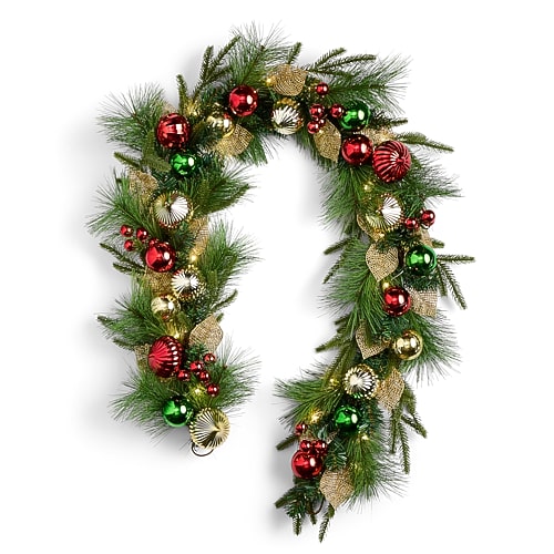 North Pole Trading Co . Multi Color Battery Operated Christmas Indoor Garland In Green